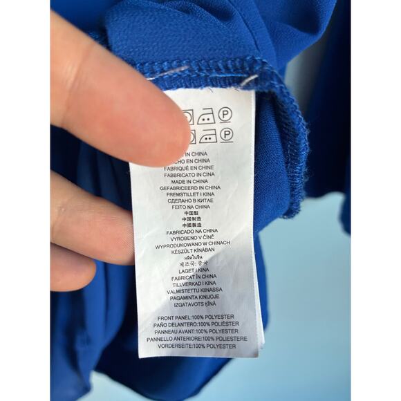 MICHAEL Michael Kors Blue V-Neck Blouse Large - Picture 6 of 7